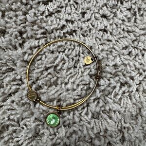 ALEX AND ANI Gold Bracelet with Green Charm